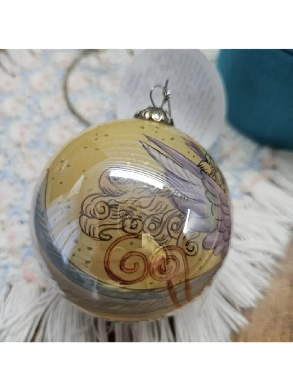 Pier One Li Bien 2006 Angel Christmas Ornament Hand Painted Blown 3